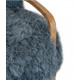 Blue Real Sheepskin Eclectic Wood Frame Accent Chair